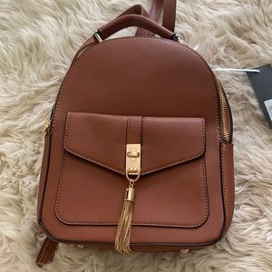 Vegan tan leather backpack